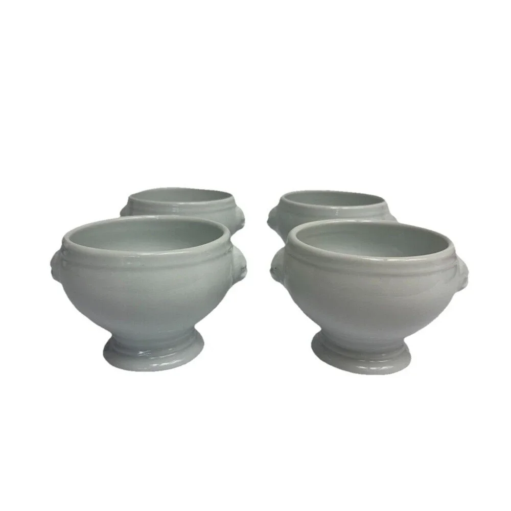 Revol French La Porcelaine Mini Lion Head Bowls White French Country Set of 4